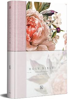 KJV Holy Bible, Large Print Medium Format, Pink Cloth Hardcover with Floral Design, Ribbon Marker, Red Letter (KJV Medium Size Large Print: Print Design and Production Notes