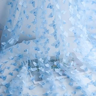 1 Yard Blue 3D Butterfly Lace Fabric,Soft Bridal Decor Fabric Embroidery Mesh Tulle for DIY Wedding Dresses,Veils Costume Accessories: Fabric Sourcing and Quality Notes