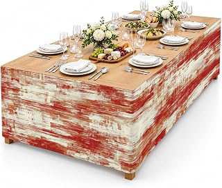 9Ft Table Skirt, Red Ombre Table Skirt for Rectangle Tables & Round Tables, Decorative Desk Skirts, Gradient Abstract Art Vintage Party: Ombre Dyeing and Production Notes