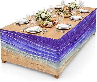 9Ft Table Skirt, Purple Ombre Coastal Table Skirt for Rectangle Tables & Round Tables, Decorative Desk Skirts, Summer Nautical Beach Ocean: Ombre Dyeing and Production Notes