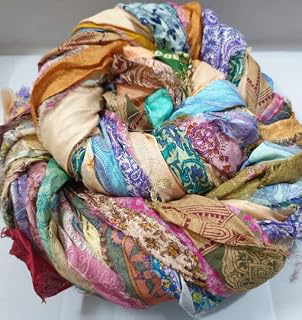 42 Yards Unstitched Silk Sari Ribbon Yarn Tassels SKEINS Dull Muted Shades Journal Scrapbook Craft Project Decor Strips India lot Beauty: Fabric Sourcing and Quality Notes