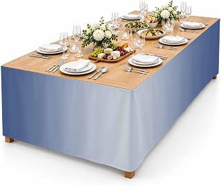 9Ft Table Skirt, Navy Blue Ombre Table Skirt for Rectangle Tables & Round Tables, Decorative Desk Skirts, Modern Gradient Abstract Art Party: Ombre Dyeing and Production Notes
