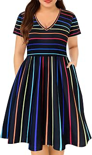 Plus Size Dresses for Curvy Women Summer Spring Womens Dress V Neck Short Sleeve Casual Dress with Pockets XL-5XL: OEM Production and Sizing Notes
