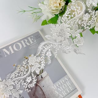 2yard Embroidered Lace Trim with Sequins and Beads,Floral Lace Appliqué Ribbon for Wedding Dresses, Gowns, Headpieces, DIY Sewing Crafts: Fabric Sourcing and Quality Notes
