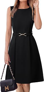 Womens Business Casual Work Dress Belted A Line Sleeveless Dress: OEM Production and Sizing Notes