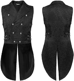 Mens Gothic Steampunk Double Breasted Jacquard Brocade Vest Waistcoat Sleeveless: Jacquard Weave and Production Notes