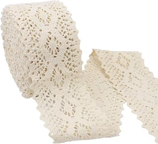 Beige Lace Ribbon 8 Yards Crochet Lace Trim Extra Wide Cotton Sewing for Crafts, Gift Package Wrapping, Bridal Wedding Decoration, Scrapbooking: Jacquard Weave and Production Notes