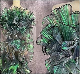 5 Yards Retro Ruffle Pleated Chiffon Trim Dress Bag Decoration Tulle Fabric Applique Craft (Gradient Change Aurora Green): Fabric Sourcing and Quality Notes