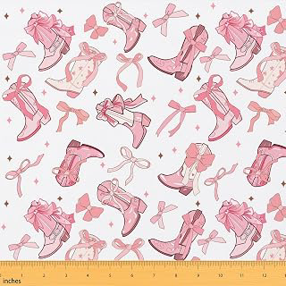 Cowgirl Decorative Fabric by The Yard,Western Cowboy Boots Pink Bowknot Fabric Home DIY Projects,Dreamy Fairy Tale Princess Starry Pink White: Fabric Sourcing and Quality Notes