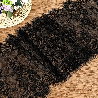 Floral Black Lace Fabric 13.78
