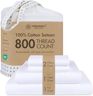 Threadmill Luxury 100% Cotton King Size Sheets Set- 800 Thread Count Jacquard Celine Hotel White, Better Than Egyptian Cotton,4 Pc Striped Bed: Jacquard Weave and Production Notes