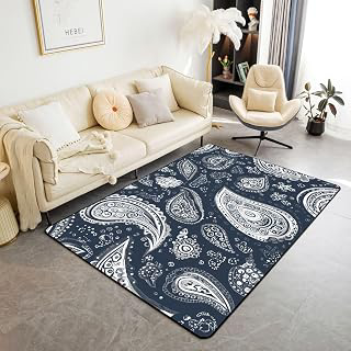 Manfei Jacquard Paisley Flowers Kids Area Rug,Bohemian Circular Pattern Indoor Floor Mat Entrance Rug for Girls Boys,Western Hippie Bandana Non: Jacquard Weave and Production Notes