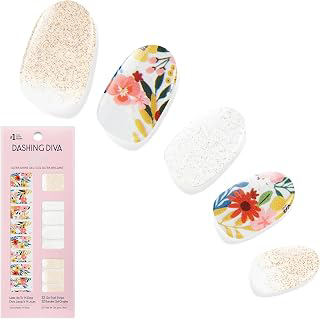 Dashing Diva Gloss Nail Strips - Wallflower Frenzy - UV Free, Chip Resistant, Long Lasting Gel Stickers - Contains 32 Wraps, 1 Prep Pad, 1 File: Ombre Dyeing and Production Notes