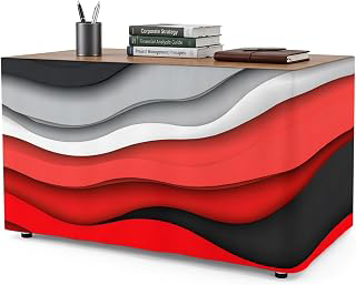 8Ft Table Skirt, Red Grey Ombre Table Skirt for Rectangle Tables & Round Tables, Decorative Desk Skirts, Modern Abstract Moire Art Geometric: Ombre Dyeing and Production Notes