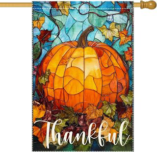 Thankful Thanksgiving Garden Flag, Fall Garden Flags for Outdoor Decor 28x40 Inch Autumn Stained Glass Pumpkin Maple Leaf Double Sided Small: Fabric Sourcing and Quality Notes
