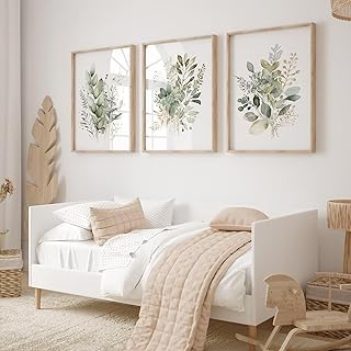 Watercolor Botanical Wall Art Set of 3 Boho Floral Canvas Wall Decor Prints Sage Green Wildflower Wall Art Modern Flower Pictures Botanical: Print Design and Production Notes