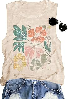Womens Tank Tops Boho Casual Summer Tops Crew Neck Sleeveless Beach Graphic Shirts Muscle Workout Tunic Tops: Print Design and Production Notes