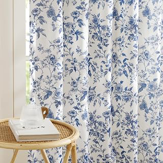 NICETOWN Blue Floral Curtains for Bedroom & Living Room, Linen Blend Drapes with Vintage Peony, Privacy & Light Filtering Inspired by British: Jacquard Weave and Production Notes