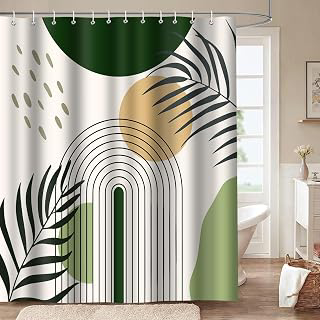 Green Boho Shower Curtain for Bathroom, Modern Theme, 72x72 Inches: Jacquard Weave and Production Notes