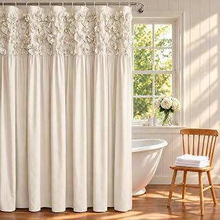 Handmade Bow Tie Shower Curtain, Camel, 72 x 72 In: Jacquard Weave and Production Notes