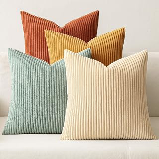 MIULEE Soft Corduroy Decorative Throw Pillow Covers Teal-Rust 18x18: Jacquard Weave and Production Notes