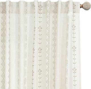 Linen Farmhouse Curtains for Living Room, Neutral Taupe Cream Light Filtering Boho Sheer Floral Patterned Curtains for Dining Room Bedroom 84: Jacquard Weave and Production Notes