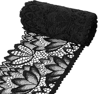 5 Yards Black Lace Trim, 4 Inch Wide Elastic Vintage Lace Fabric Trim, 1 Roll Applique Black Laces Ribbon for Wedding Dress, Bridal Decorations: Fabric Sourcing and Quality Notes