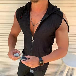 summer fashion jacquard striped mens zipper sleeveless hoodie casual sports beach hooded vest: Jacquard Weave and Production Notes