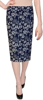 Baby'O Women's Basic Below The Knee Stretch Denim Pencil Skirt: Jacquard Weave and Production Notes