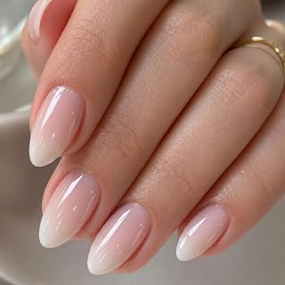 UNA GELLA Press On Nails Short Almond, Nude Ombre Fake Nails Fall Winter: Ombre Dyeing and Production Notes