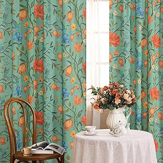 JOOJA Green Boho Floral Linen Curtains Whimsical Semi Sheer Botanical Bird Block Print Cottagecore Tropical Pattern Window Drapes for Bedroom: Jacquard Weave and Production Notes