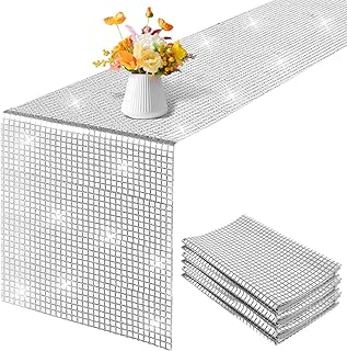 4 Pack Silver Glitter Disco Table Runner, 11.8x70.87 Inch Mirror Sequin Party Decor for 70s 80s Theme Birthday, Bachelorette, Wedding: Fabric Sourcing and Quality Notes