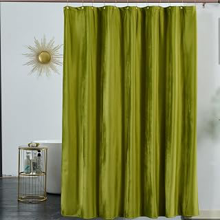 Olive Sage Green Velvet Shower Curtain, 260 GSM Heavyweight No-Cling Drape, Water Repellent Luxury Hotel Style, Moody Boho and Vintage Farmhouse: Jacquard Weave and Production Notes