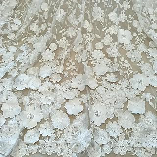 Elegant Ivory 3D Floral Lace Fabric, 51inch Wide Delicate Flower PatternsEmbroideryTulle Fabric by Yard- Handmade Wedding Dress and Bridal Gown: Ombre Dyeing and Production Notes