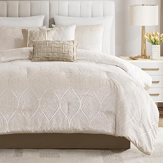 Madison Park Velvet Jacquard Champagne King Comforter Set, 7pc: Jacquard Weave and Production Notes