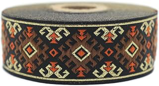 11 Yard Spool 1.37 inches Wide Snowy Metallic Brown Gold Jacquard Ribbons Snowy Embroidered Trim Woven Trim Woven Jacquards Woven Border 35953: Jacquard Weave and Production Notes
