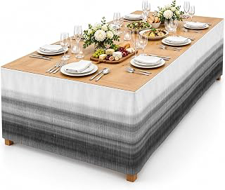 9Ft Table Skirt, Black White Ombre Table Skirt for Rectangle Tables & Round Tables, Decorative Desk Skirts, Vintage Minimalism Abstract Stripes: Ombre Dyeing and Production Notes