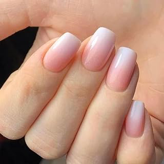 Modelones Pink Ombre Press on Nails Short Square, 32Pcs 16 Sizes Fake Nails: Ombre Dyeing and Production Notes