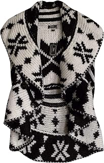 Women's Jacquard Knit Open Drape Front Vest with 2 Button Closure: Jacquard Weave and Production Notes