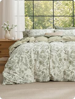Bedsure PureWoven 100% Cotton Floral Duvet Cover Set, King, Desert Sage: Jacquard Weave and Production Notes