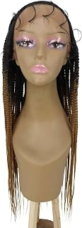 LUXLUXE Aina Straight 29 Inch Long 13X5 Hand-Tied Lace Braided Wig, Heat Resistant Fiber, 20+ Shades of Natural, Dip Dyed, & Blended Colors: Ombre Dyeing and Production Notes