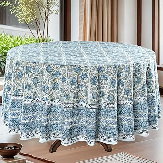 Ridhi Hand Block Print Round Tablecloth Asparagus Green 60 Inch 100% Cotton: Print Design and Production Notes