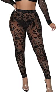 Women's Tie Dye Mesh Legging - High Waist Sheer Pantihose Long Pants Stretchy Tights Clubwear Closed Toe: Print Design and Production Notes