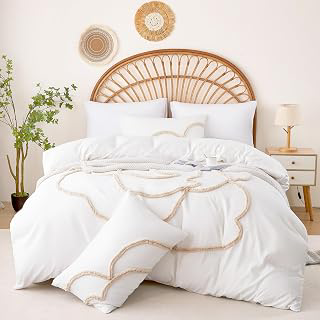 Duvet Cover King Size, 3 Pieces Duvet Covers Set, Boho Tufted Comforter Sets with Zipper Closur, Soft Breathable Floral Bedding Set for All: Jacquard Weave and Production Notes