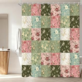 Vintage Boho Green Floral Shower Curtains for Bathroom 72
