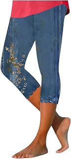 Capri Leggings for Women Floral Print High Waist Tummy Control Capris Comfy Stretch Cropped Yoga Pants Summer Outfits: Print Design and Production Notes