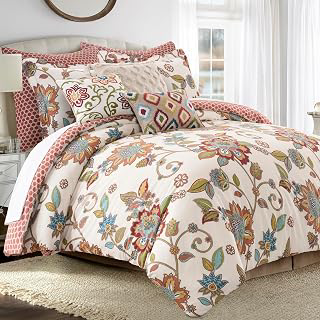 Levtex Home - Clementine Duvet Cover Set - King Duvet (106x94in) and 2 King Shams (20x36in.) - Bohemian Floral Vine Design - Multicolor: Jacquard Weave and Production Notes