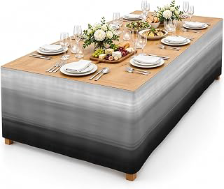 9Ft Table Skirt, Black Grey Ombre Table Skirt for Rectangle Tables & Round Tables, Decorative Desk Skirts, Modern Abstract Art Texture Party: Ombre Dyeing and Production Notes