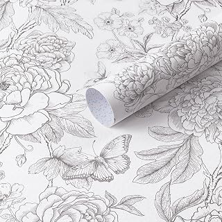 Safiyya Floral Peel and Stick Wallpaper Grey and White 17.3''×78.7'': Jacquard Weave and Production Notes
