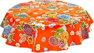 Round Mum Orange Oilcloth Tablecloths (47